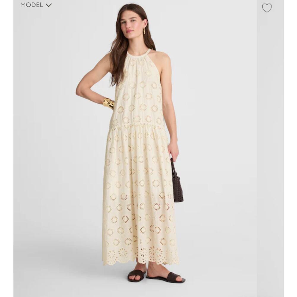Madewell Women's Embroidered Drop-Waist Maxi Dress Floral Eyelet Size XS NWT